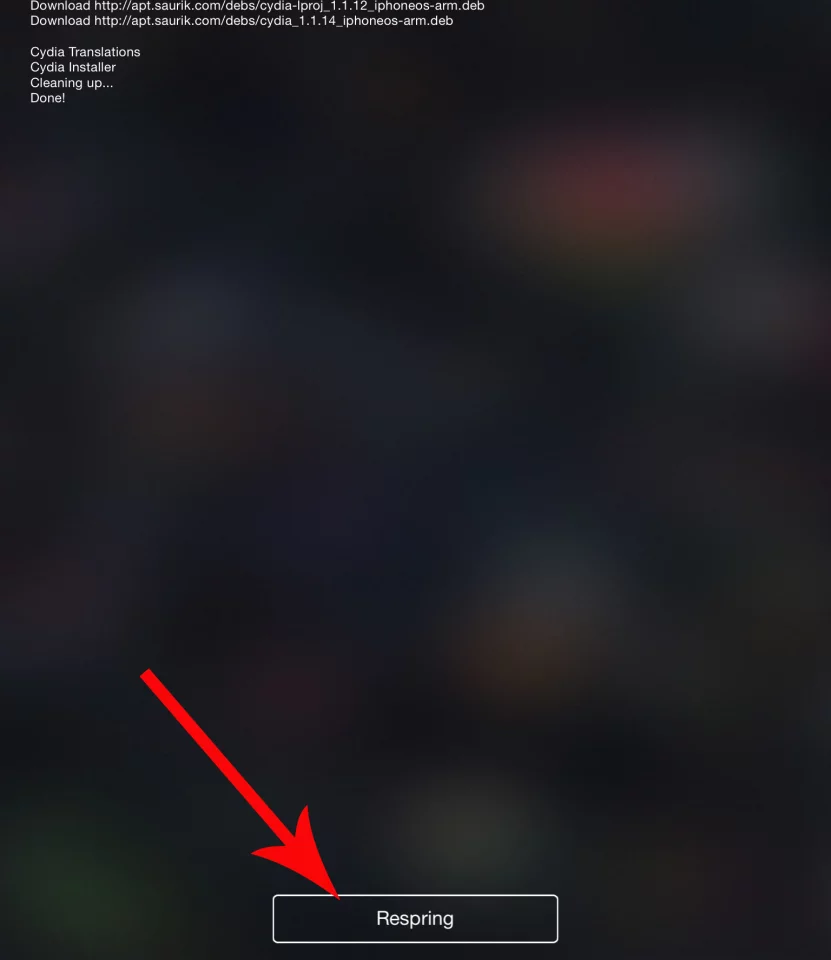After it installs Cydia, respring your device