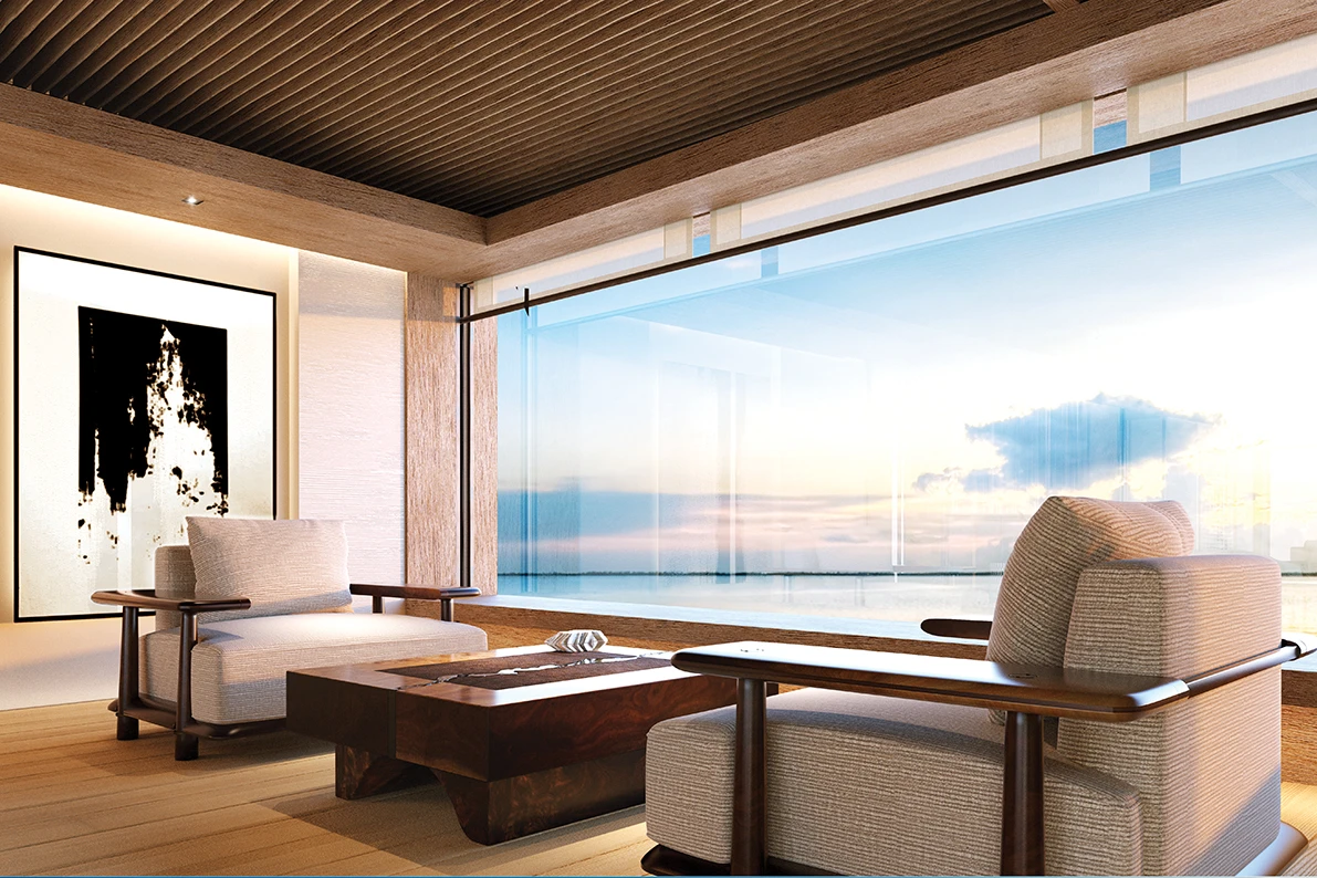 Lounge zone inside the owner's suite