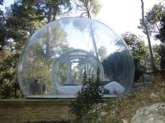 A hotel in France is offering guests the chance to stay in fully-furnished, clear-plastic bubbles and sleep amongst nature