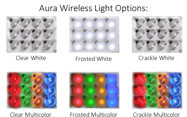 The Aura ornaments come in a variety of colors and textures
