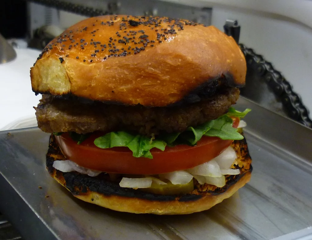A machine-made hamburger