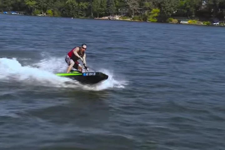 The BomBoard modular PWC in action on a lake