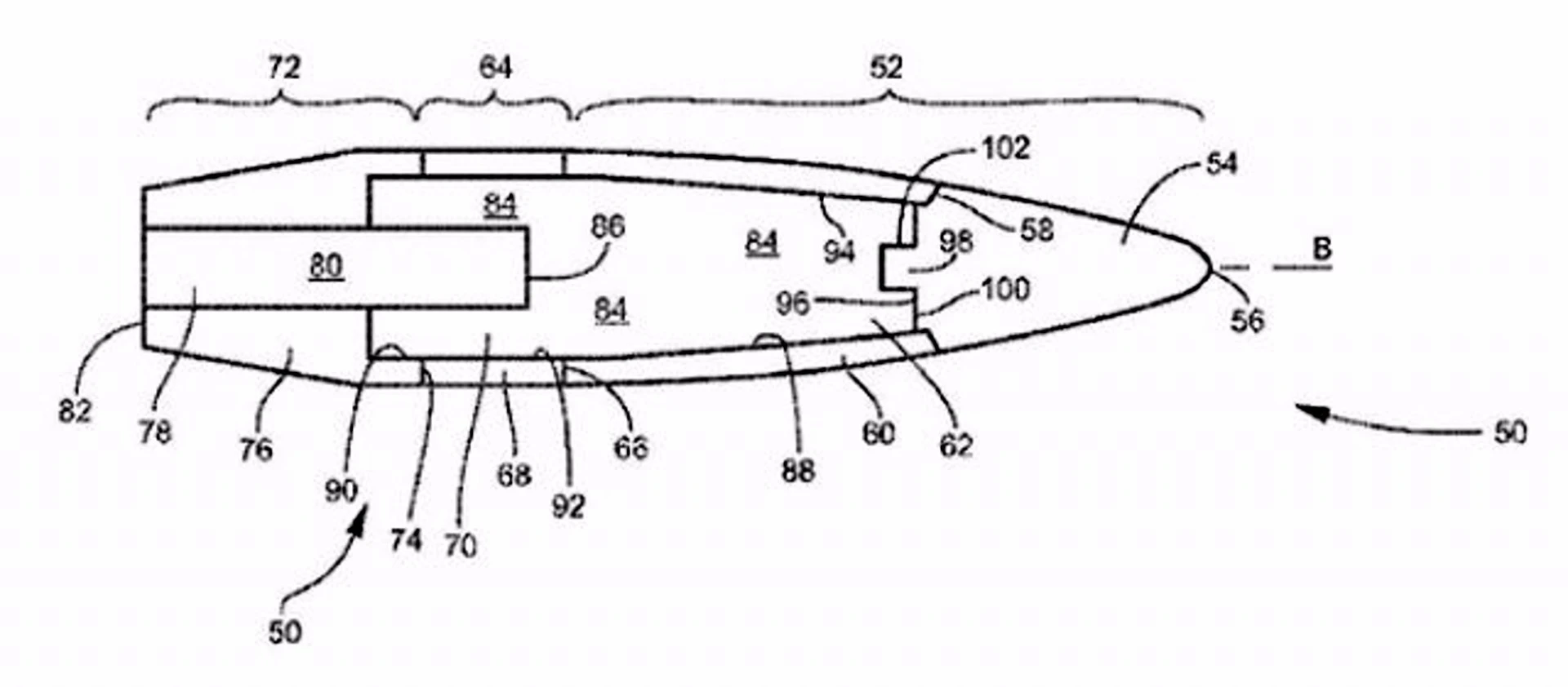 Diagram of the Limited range bullet
