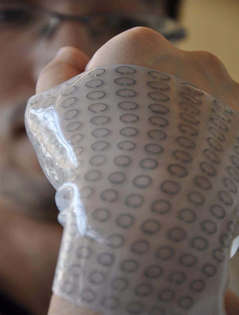 This meta-skin developed by Iowa State Researchers is flexible and tunable
