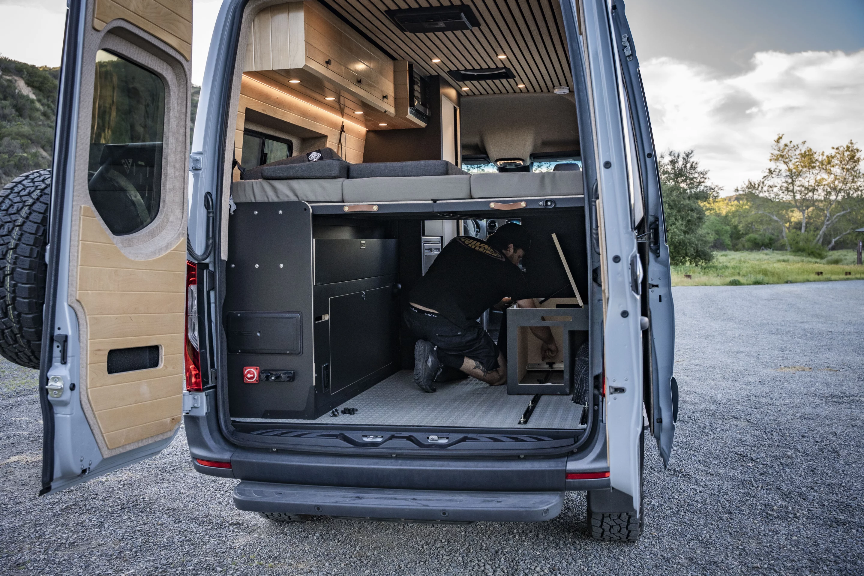 The first half of the bench removed and working on the second ...