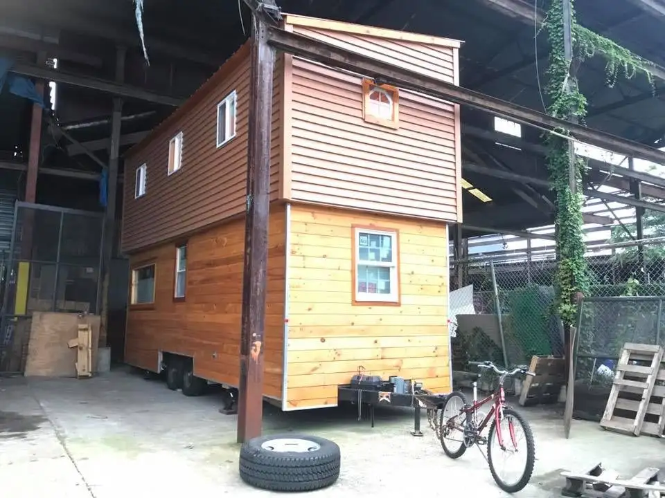 The big idea behind the Devasa is that it's easy to tow in the lowered position, but when parked, it can expand upward and offer additional headroom