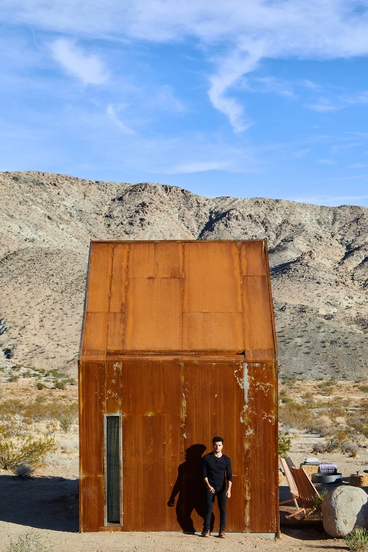 The Folly is clad in steel, which naturally patinas with the desert conditions