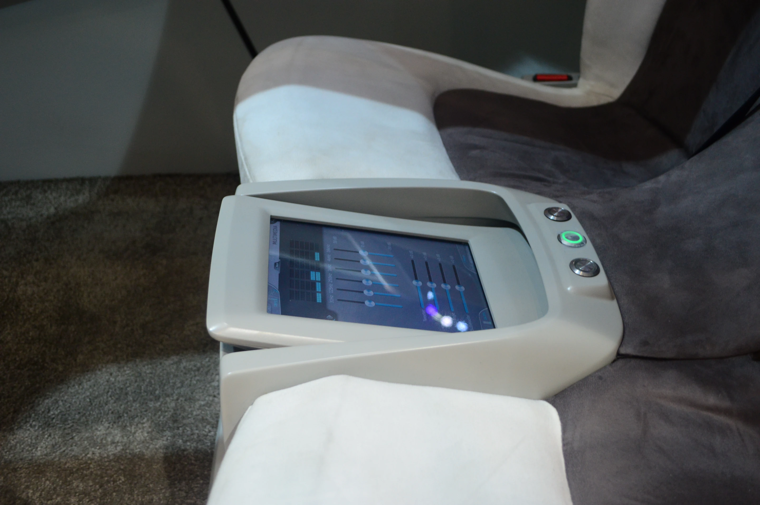 The central touchscreen offers control of driving modes, destination input and more