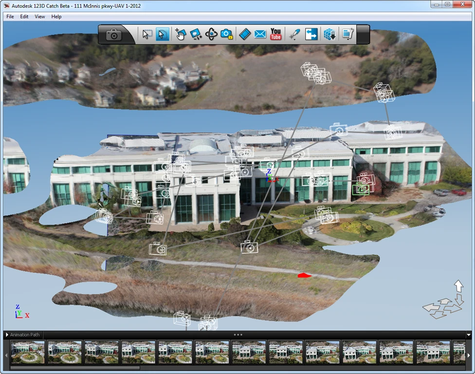 3D model of Autodesk's corporate headquarters as generated from Octocopter photos stitched together by 123D Catch (Image: Autodesk blog)