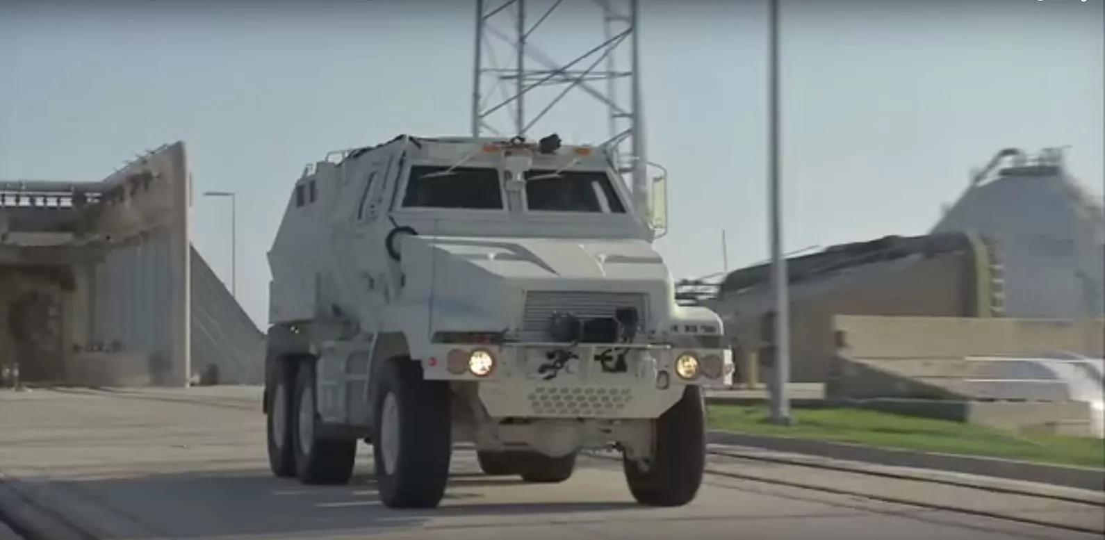 The MRAP will be used to evacuate astronauts and ground crew in the event of a launch emergency