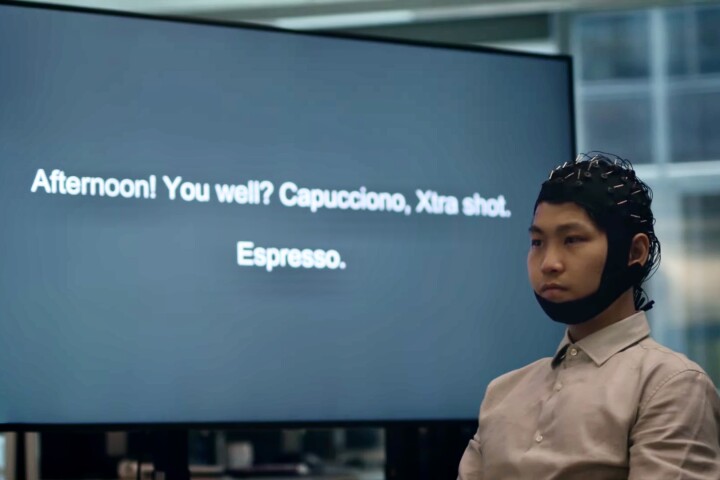 A BrainGPT-using volunteer's unspoken words are displayed for other people to read