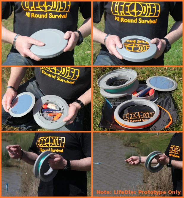 The LifeDisc is designed to pack a variety of survival gear for the trip