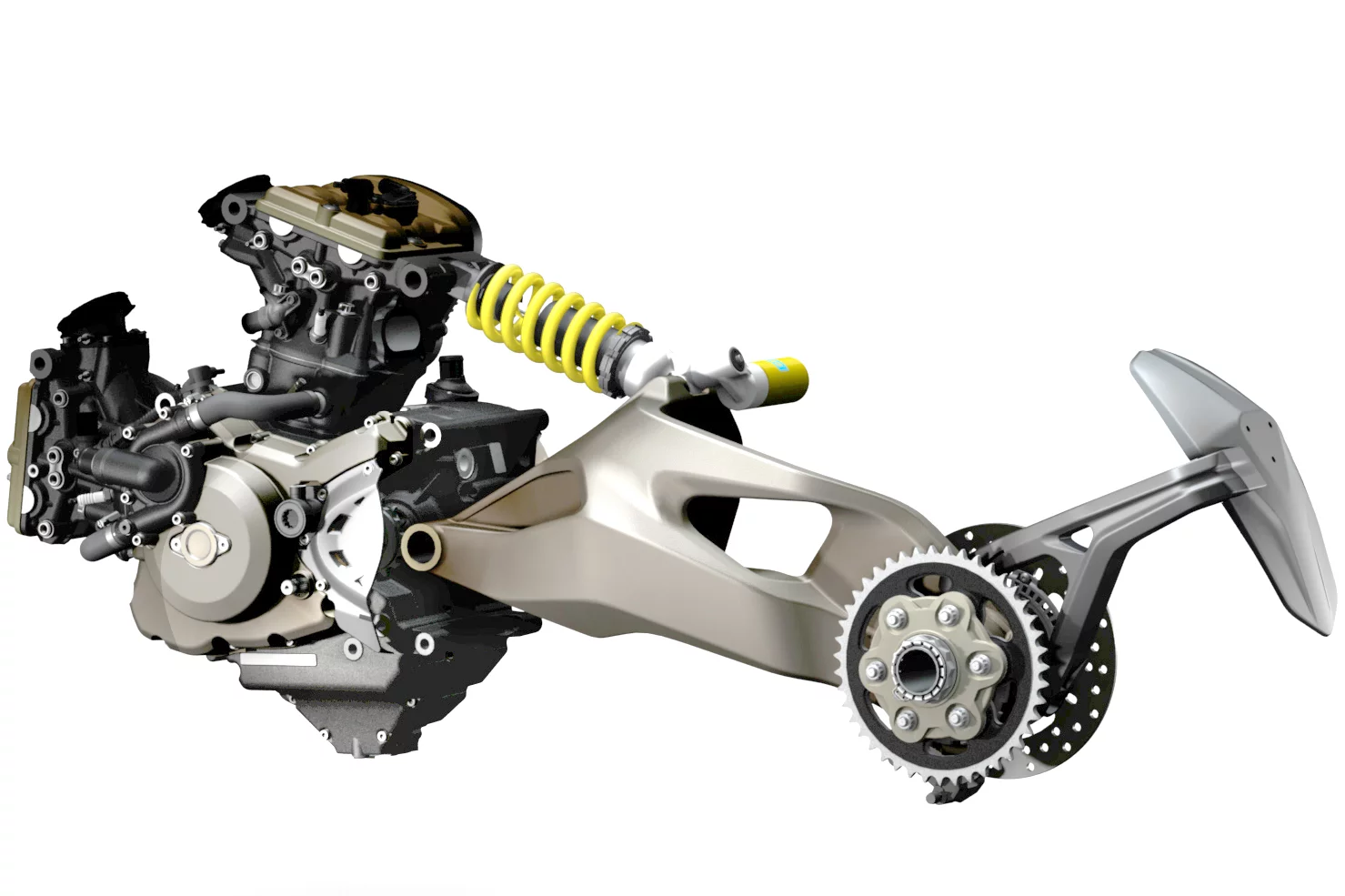 The second generation Testastretta 11° Dual Spark engine, which now becomes a fully-stressed chassis member with Panigale-style attachment points for the Trellis frame