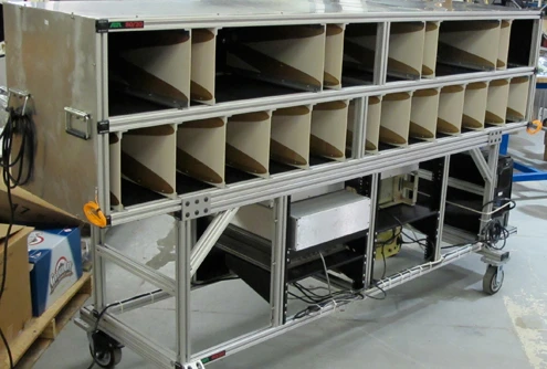 The front of the phased array radar system that sends and receives signals of movement behind solid concrete walls (Photo: MIT)