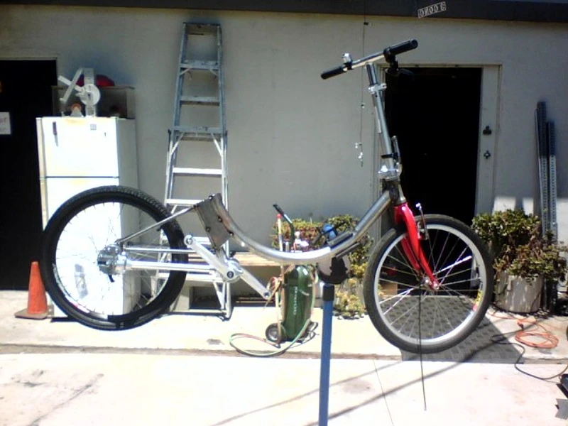 Working on an early prototype of the folding e-bike