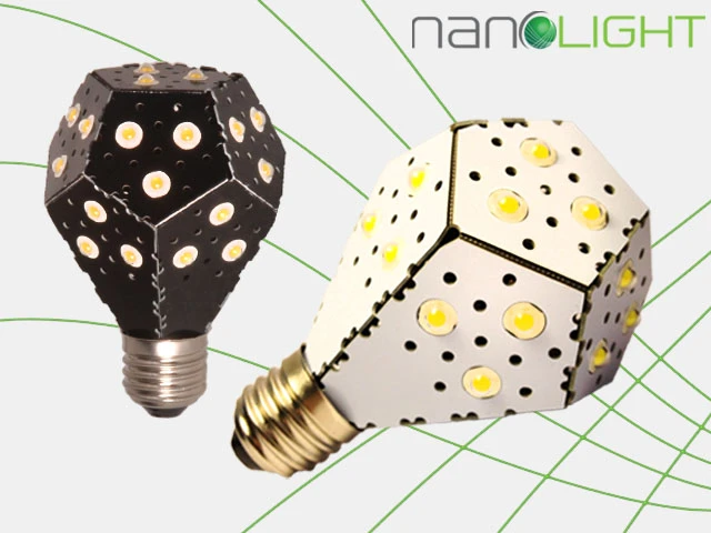 The NanoLight LED’s are directly attached to a printed circuit board that is folded to resemble the stereotypical light bulb shape (Image: NanoLight)