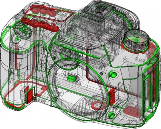 X-ray drawing of the EOS 7D