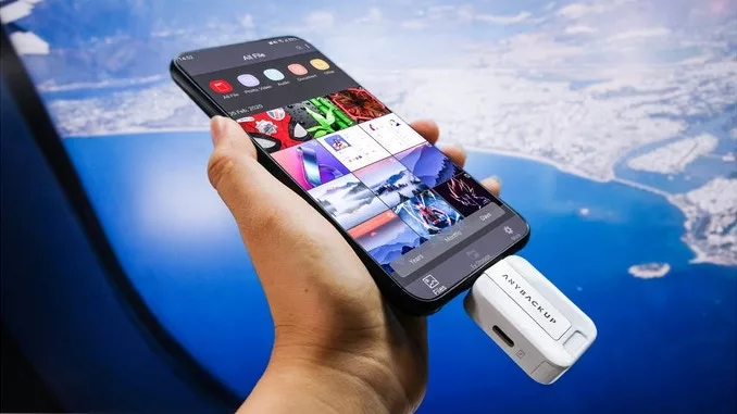 AnyBackup connects to devices directly via USB-C, or by using an adapter cable