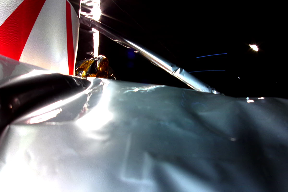 Peregrine lander as seen from onboard camera