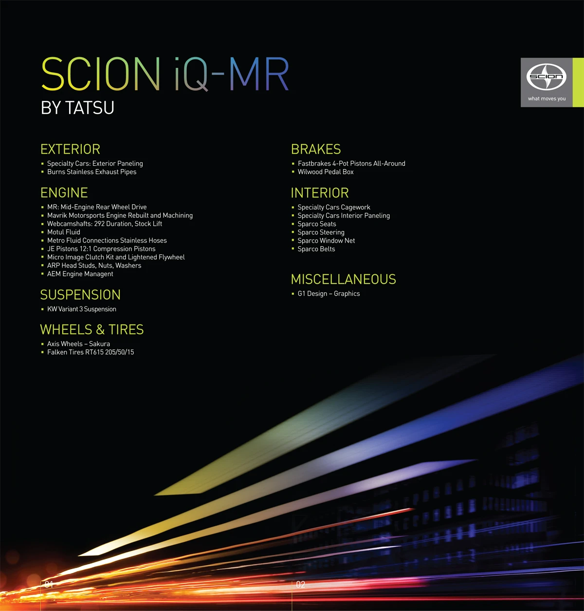 Scion iQ-MR by Tatsu Specifications