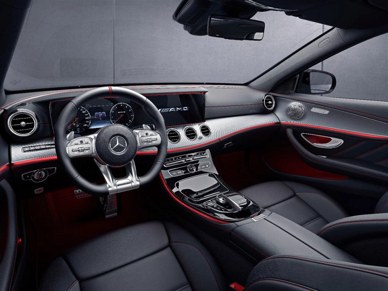 The classy interior of the AMG E 53 remains relatively unchanged but is dominated by the AMG performance seats, nappa-leather steering wheel and the large glass panel that houses the gauges and 12.3-inch infotainment screen