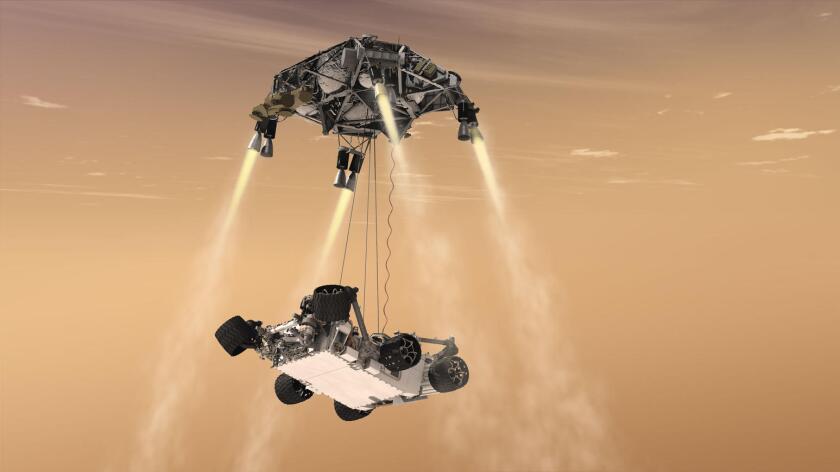 Render of NASA's Mars 2020 rover during descent