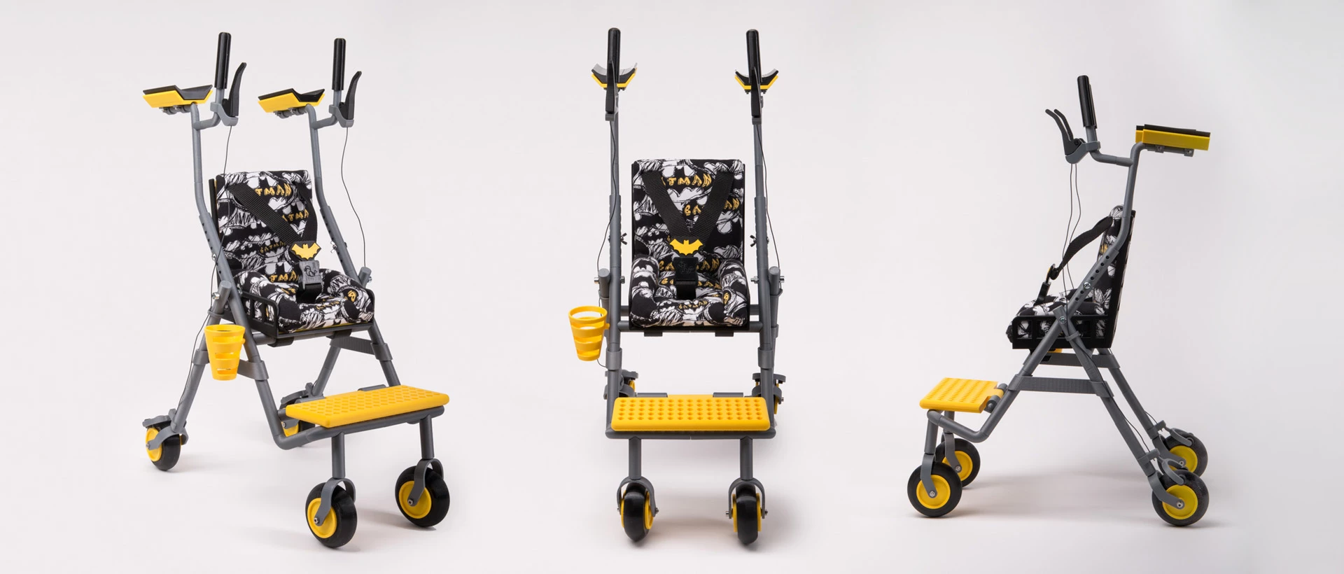 The half-scale four-wheeled multifunctional walker prototype was created using a ZMorph 2.0 SX multitool 3D printer