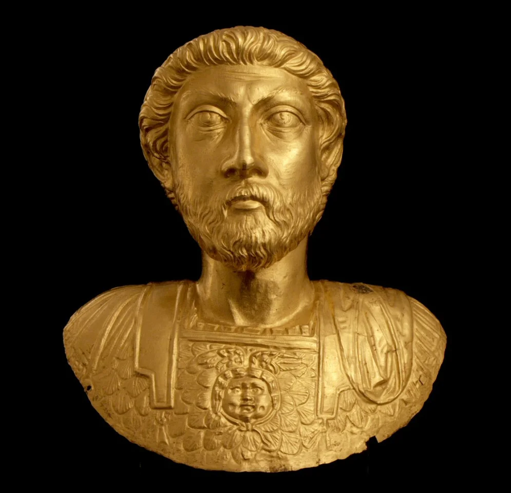 Gold bust of Emperor Marcus Aurelius found at Aventicum