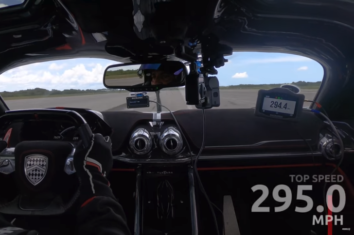 SSC Tuatara owner Dr. Larry Caplan has hit a crazy 295 mph on a short runway track in Florida