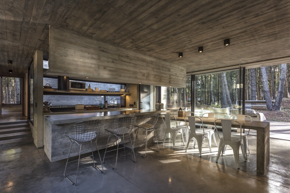 The Forest House is made from three separate blocks that stagger down a gentle hillside