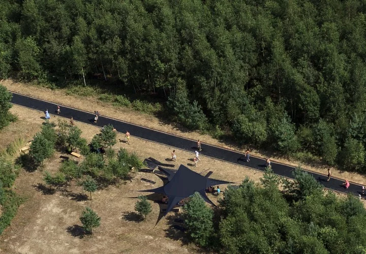 The “Fast Track” trampoline road stretches across 51 meters (167 ft)