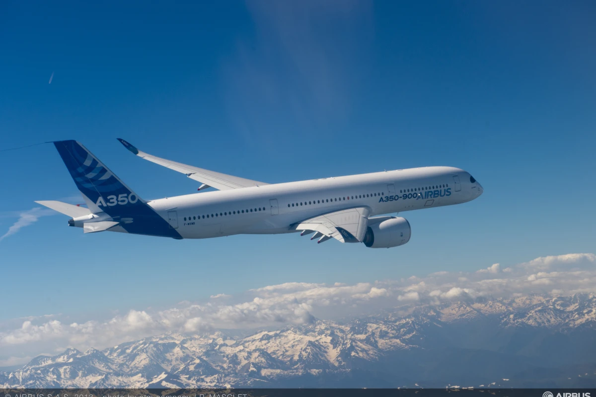 The Airbus A350 XWB on its maiden flight
