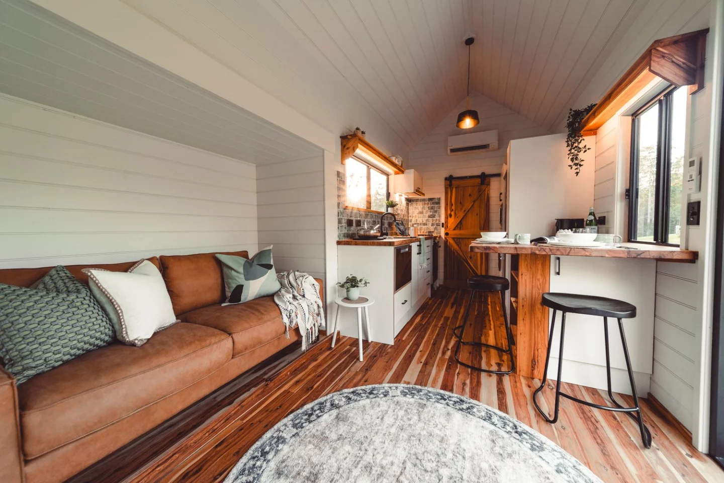 The Settler's double glass doors open onto the home's living room