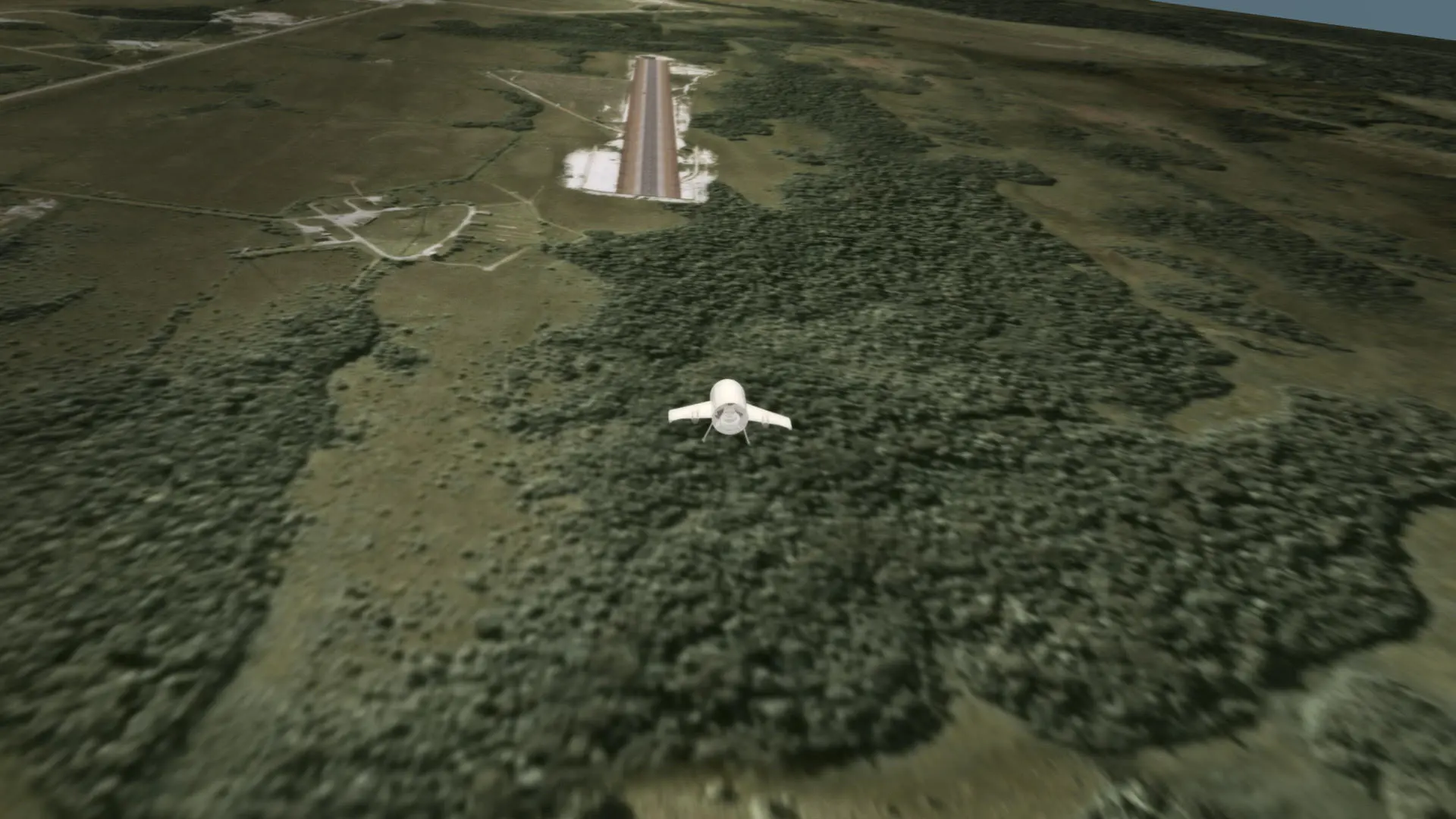 Artist's impression of the Adeline module flying toward its landing strip under the power of twin propellers