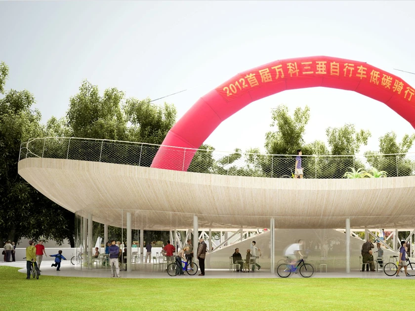 Sitting on top of a bike rental shop and a cafe, if built it will be perfectly possible for people to hire a bicycle and ride it for a few hours without ever leaving the building