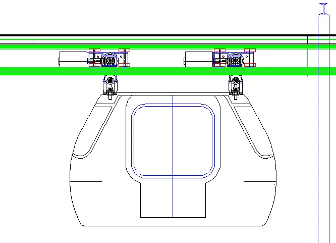 Drawing showing a JPod vehicle powered by two bogies