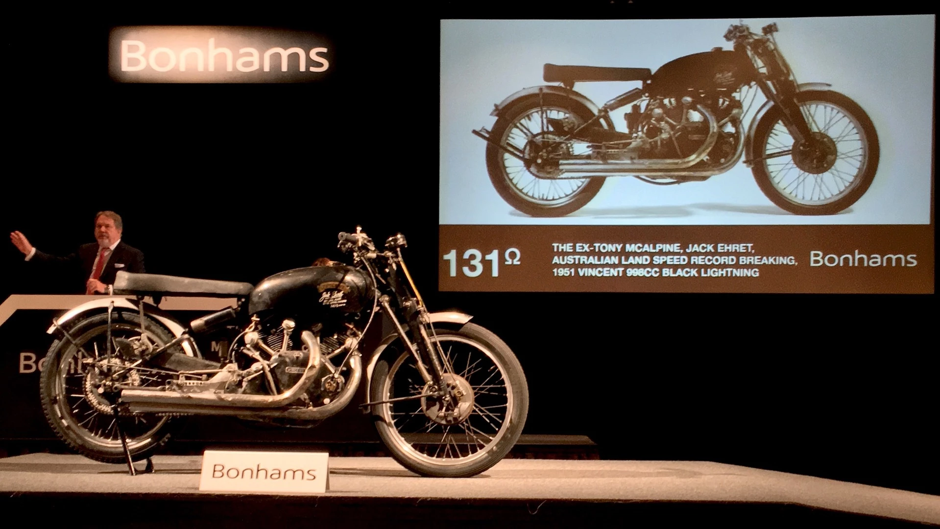 This 1951 Vincent 998cc Black Lightning is one of 33 made, and one of 19 matching-numbers examples extant. The bike sold for a world record US$929,000 on 25 January 2018