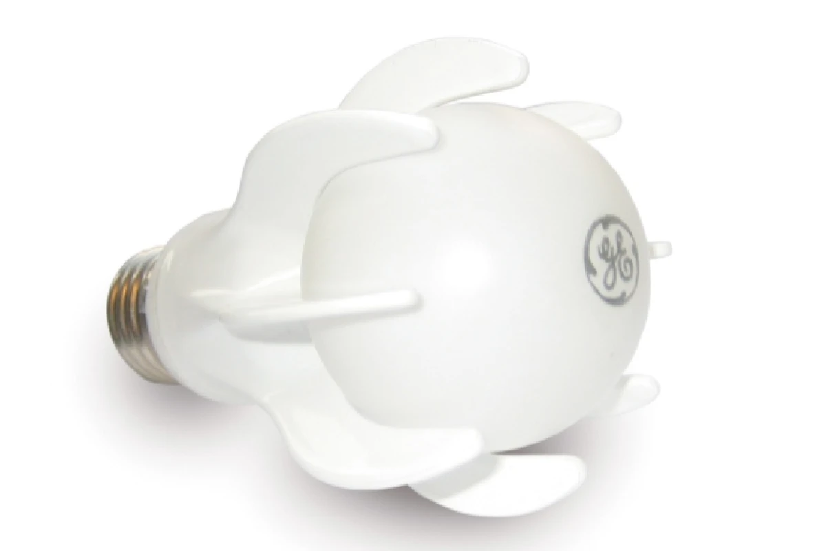 The GE Energy Smart LED bulb that has the equivalent lumens output of a 40W incandescent bulb but only uses 9W and lasts 25 times longer