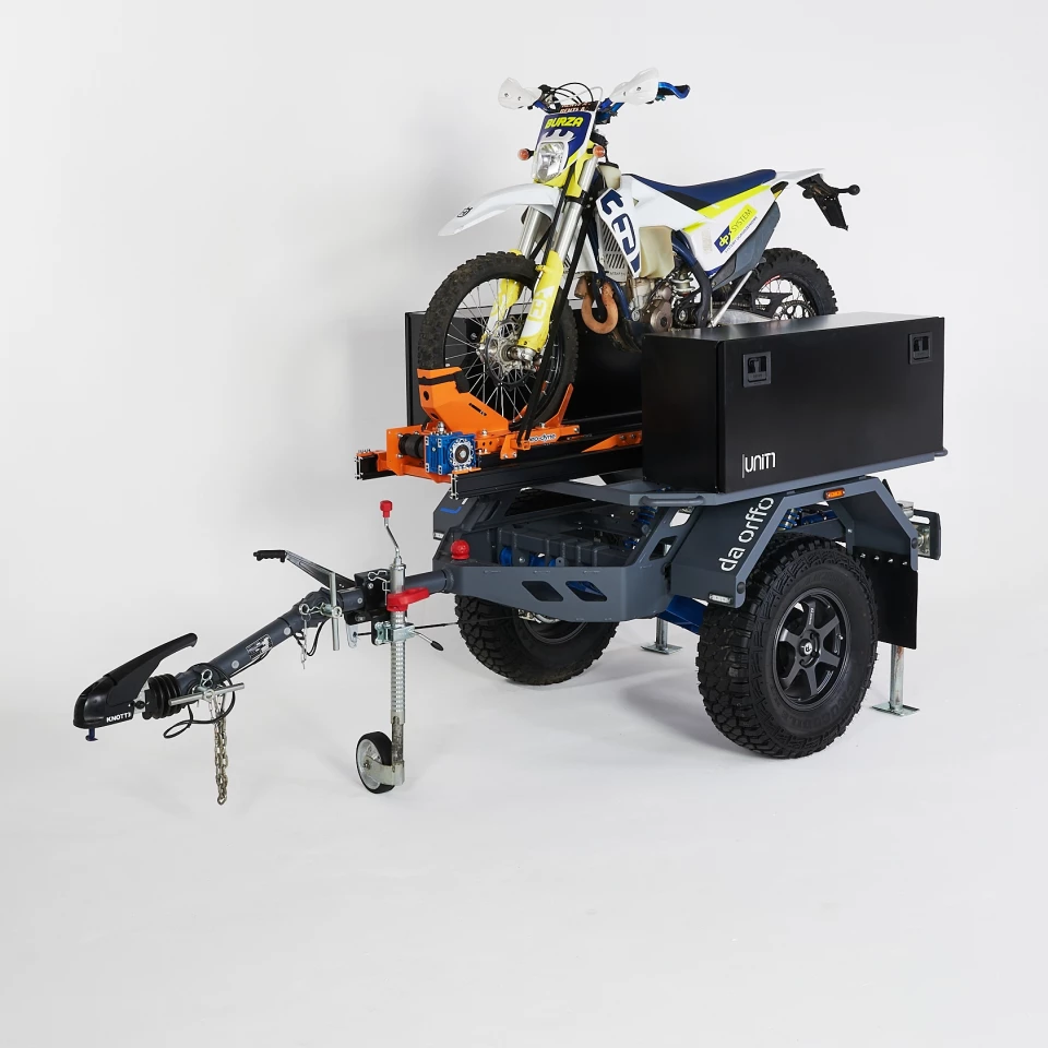 Da Orffo Unit 1 trailer with moto carrier sandwiched between side lockers