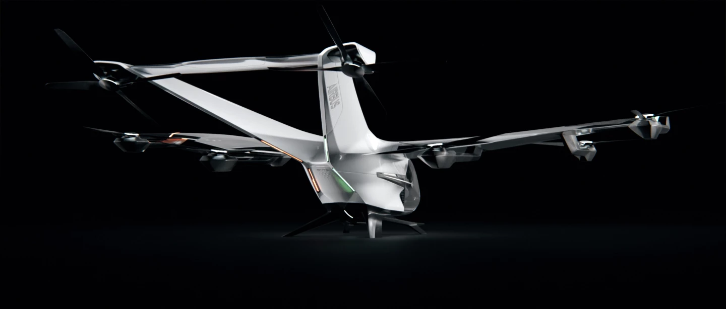 A stunning V-tail with two tilting rotors at the tips and a wing surface between them