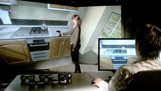 CAVE (Computer Aided Virtual Environment) will help Miele with product development in the future. The 1.6 million Euro projection technology lets devices appear three-dimensionally in a virtual environment. Among other things, products can there be tested