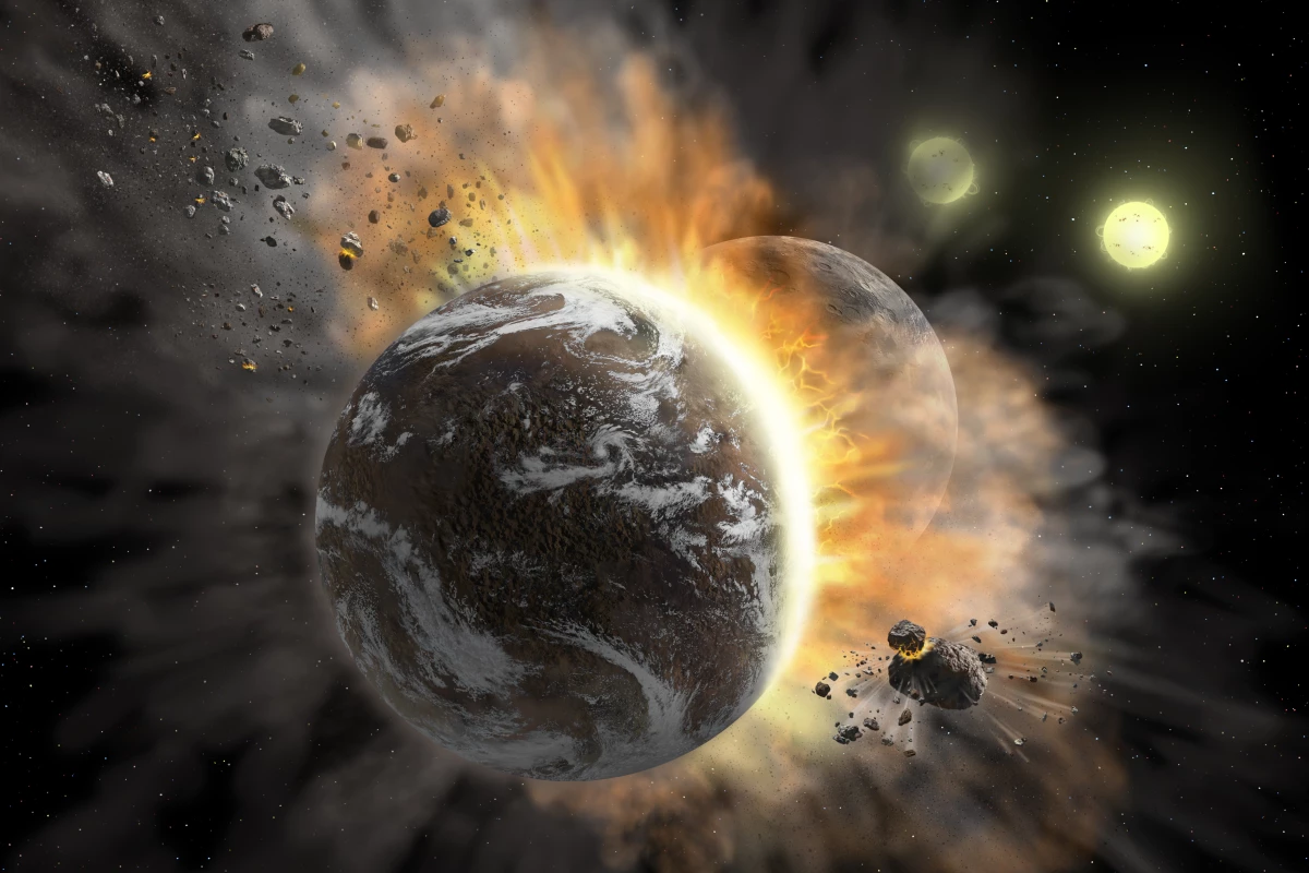 An artist's impression of a planetary collision in the system BD +20 307