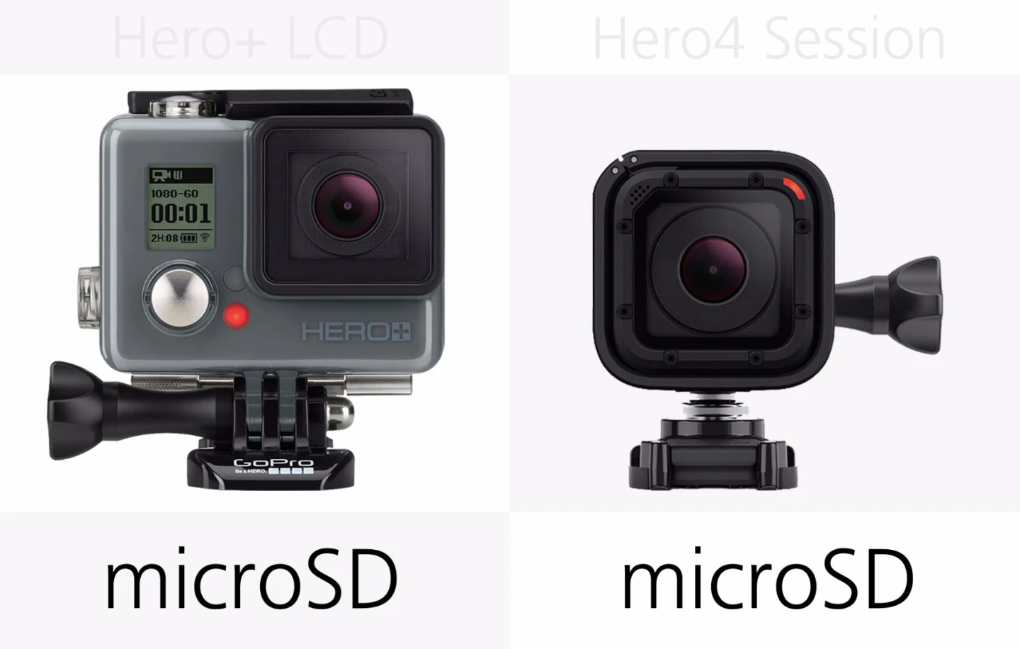 GoPro Hero+LCD and GoPro Hero4 Session storage media