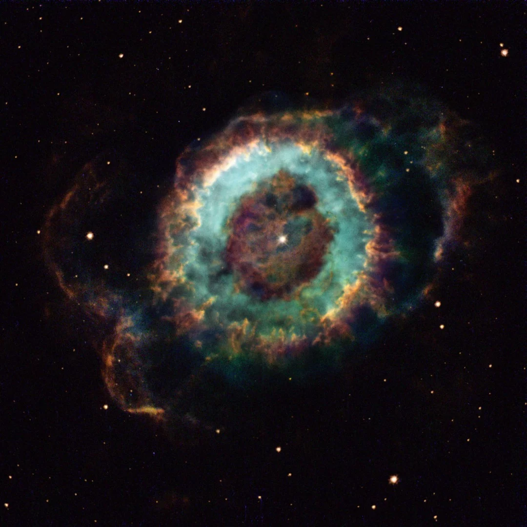 NGC 6369 is also known as the Little Ghost Nebula, because in smaller telescopes it appears ghostly and faded. Using Hubble, astronomers can resolve far more detail.