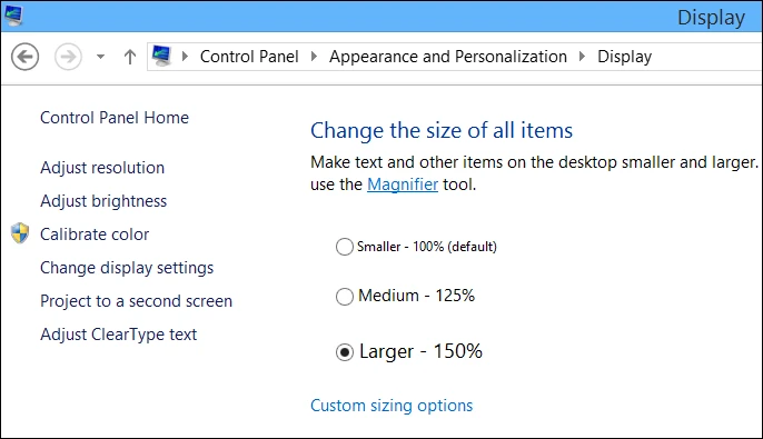 Make desktop items larger