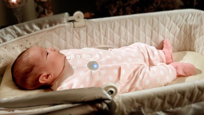 Monbaby can be attached to any item of clothing to monitor and provide analysis on your baby's sleeping patterns