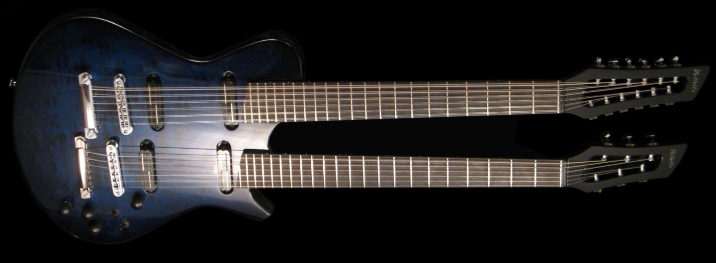When strumming or picking on the 12-string, the player's hand doesn't come into contact with the other neck's strings but should move around in the air above it