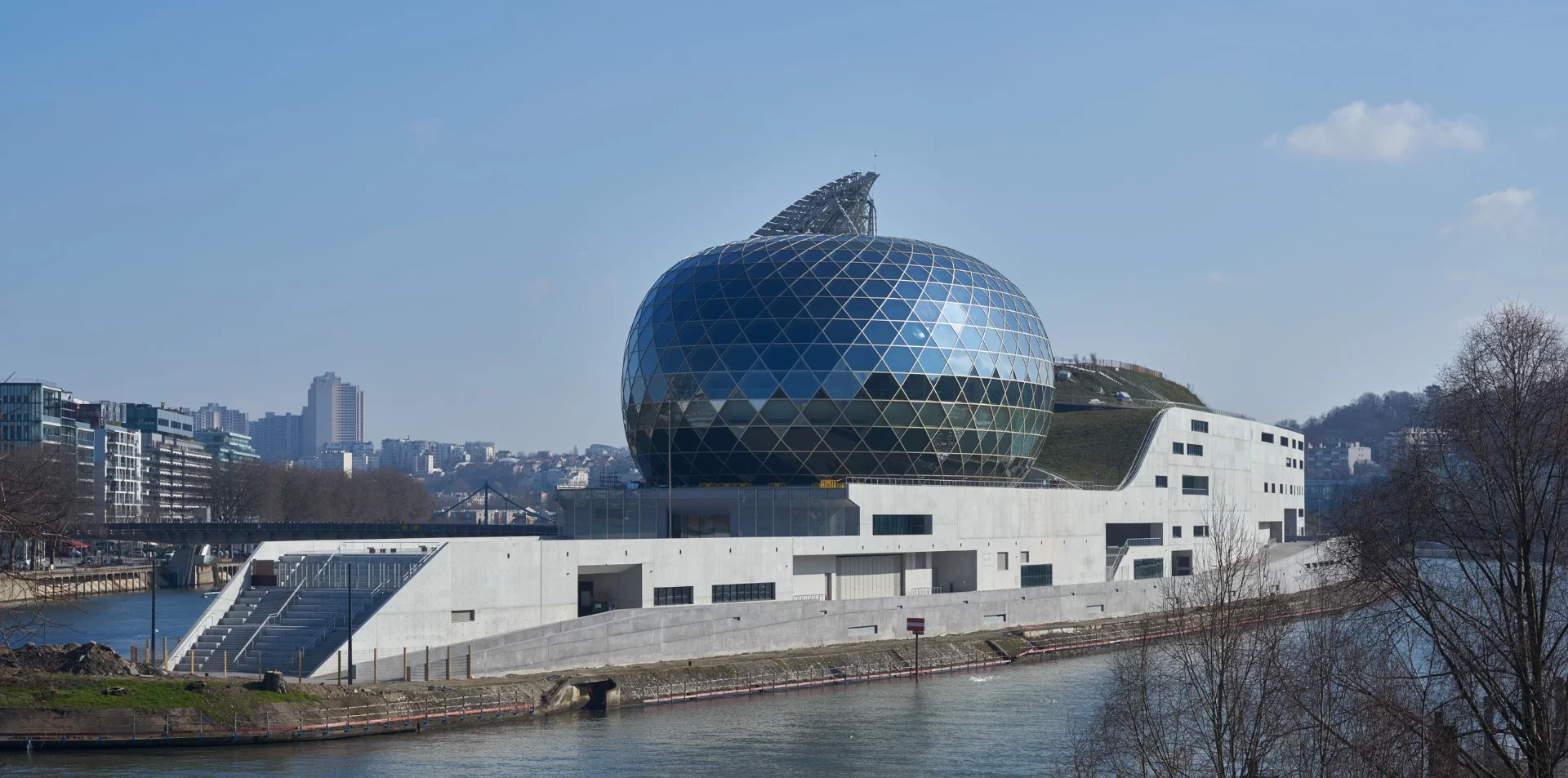 La Seine Musicale is located on the Île Seguin, a small island in the middle of the Seine with an interesting history