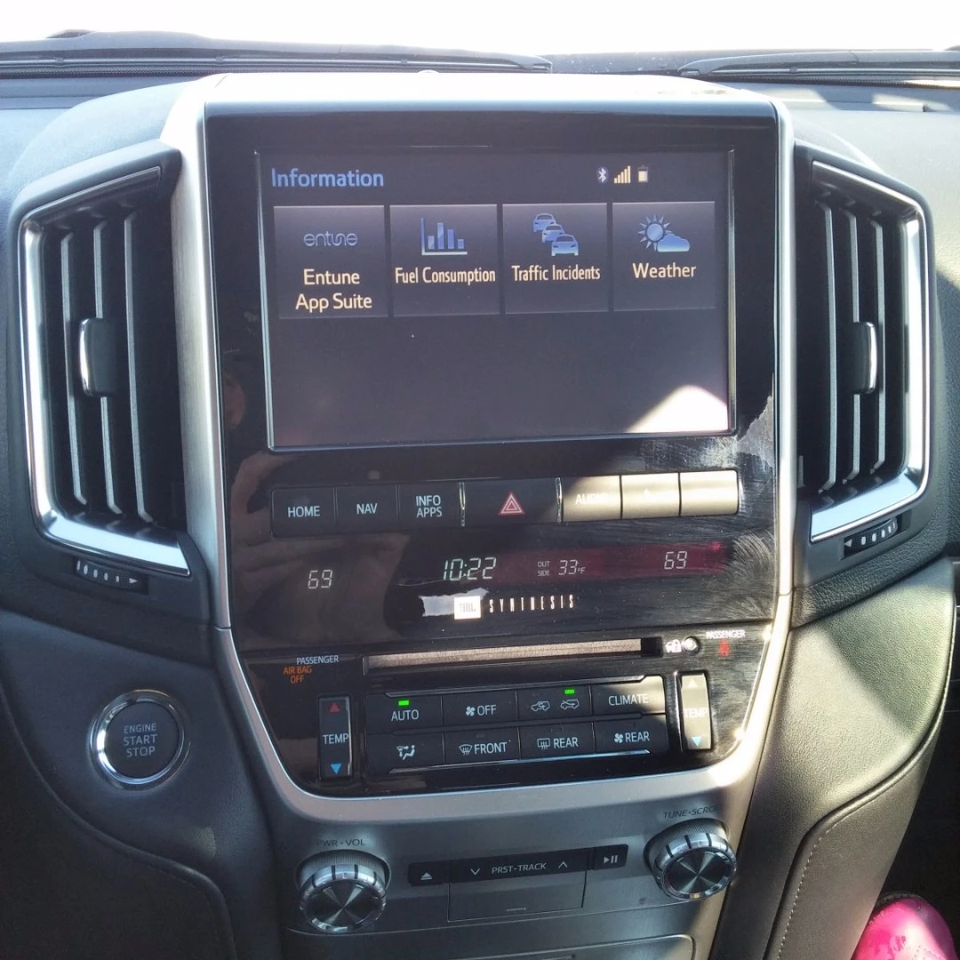 The infotainment in the Land Cruiser is Toyota’s Entune system with its smartphone integrated app-based services