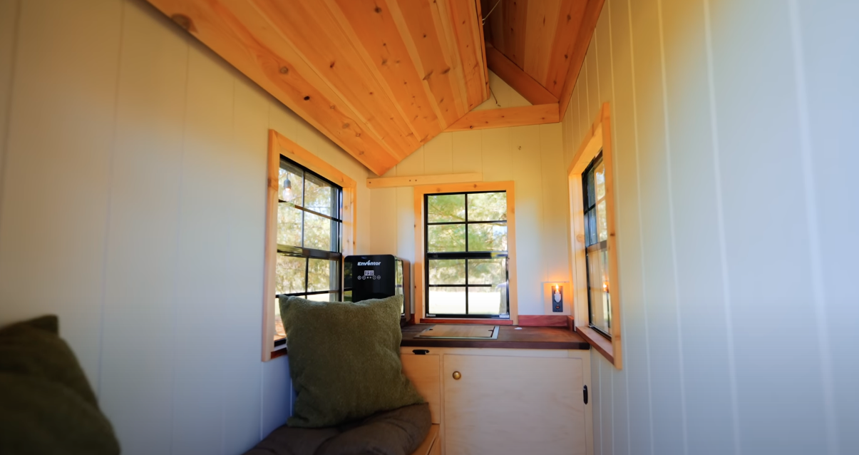The interior of the tiny house is made up of one very small room